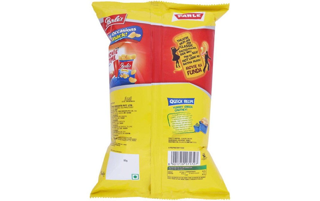 Parle Wafers Classic Salted Potato Chips   Pack  85 grams